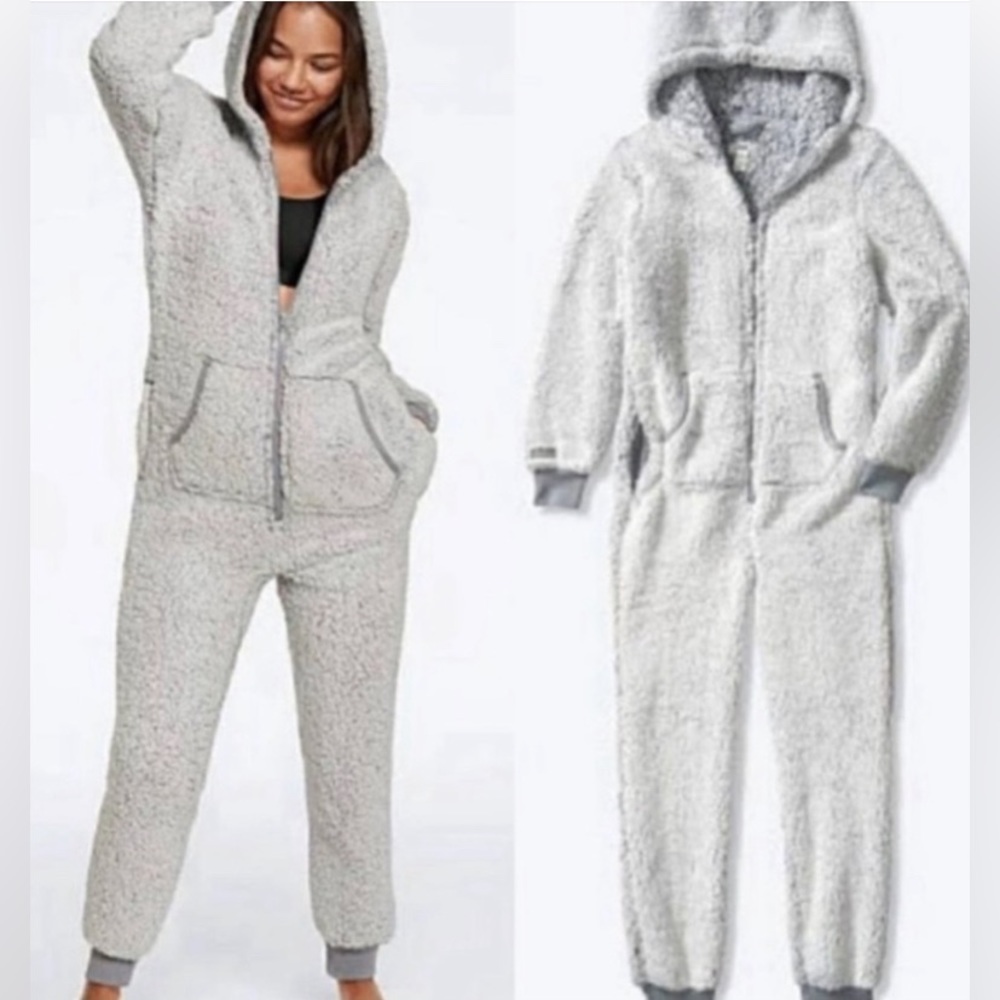 Victoria’s Secret PINK Oasis Plush Zip Up Sherpa Hoodie Onesie